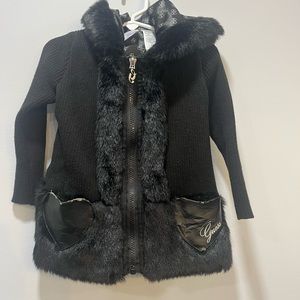 Black Guess sweater with faux fur size 3T